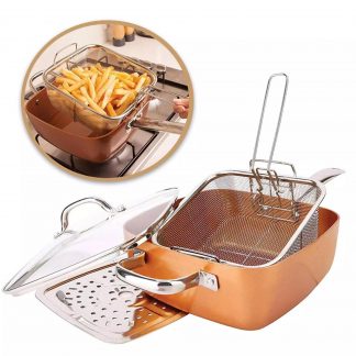 COPPER CHEFF ULTIMATE PAN – HLUBOKÁ PÁNEV S NEPŘILNAVÝM POVRCHEM 5 V 1