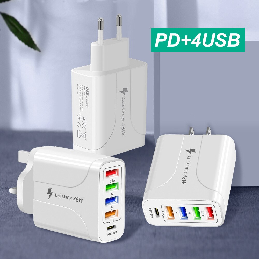Rychlá nabíječka 48 W s 5 porty – 4× USB + USB-C - Obrázek 5