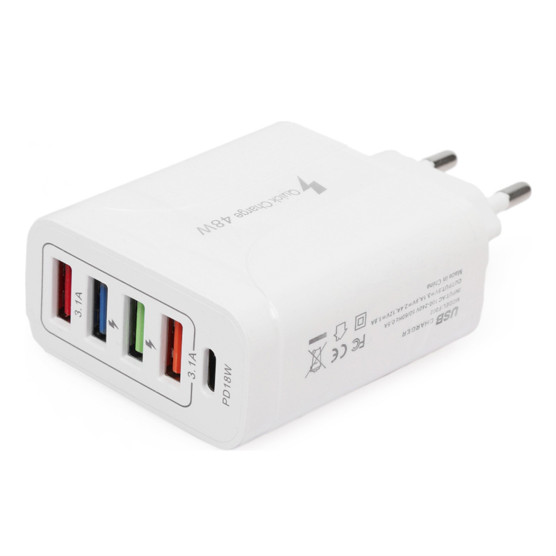 Rychlá nabíječka 48 W s 5 porty – 4× USB + USB-C - Obrázek 2